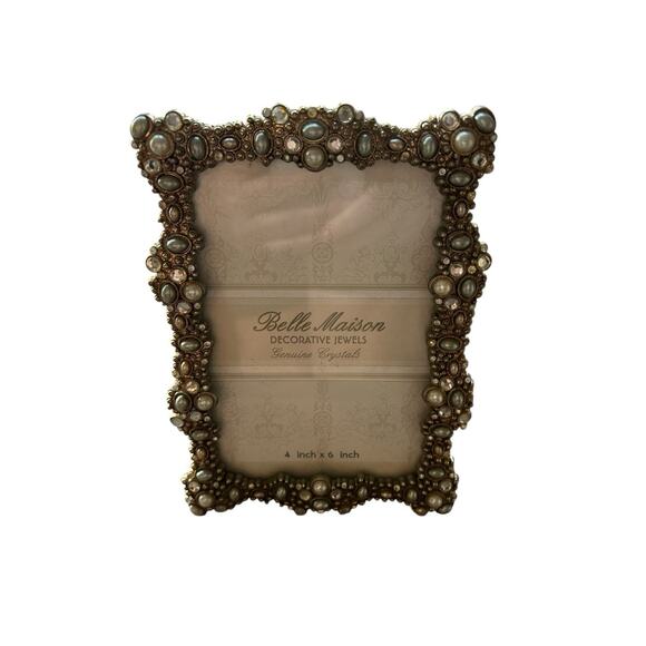 Vintage Belle Maison Picture Frame 4X6 Genuine Crystals as Decorative Jewels - Picture 1 of 5